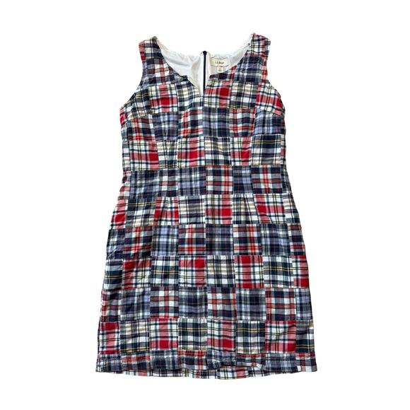 L.L. BEAN Women's Patchwork dress, size 10 Petite; Madras Plaid - Picture 1 of 7